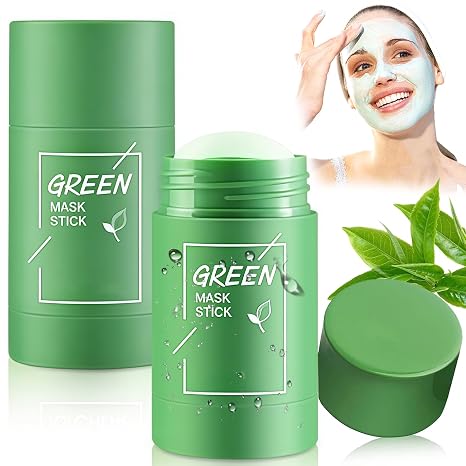 Pack of 2 Green Tea Mask Stick Deep Cleansing Face Mask with Green Tea Against Excess Oil & Blackheads Moisturising Face Care for Men and Women Home and On the Go