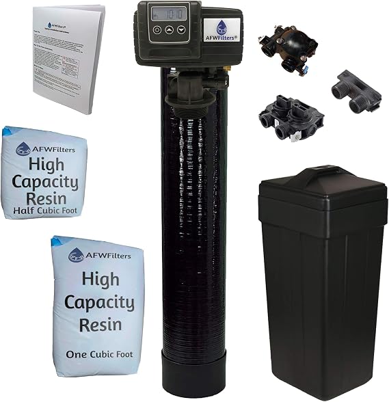 Fleck 5600SXT metered water softener 48,000 grain capacity, complete system, brine tank, bypass 1", loaded tank