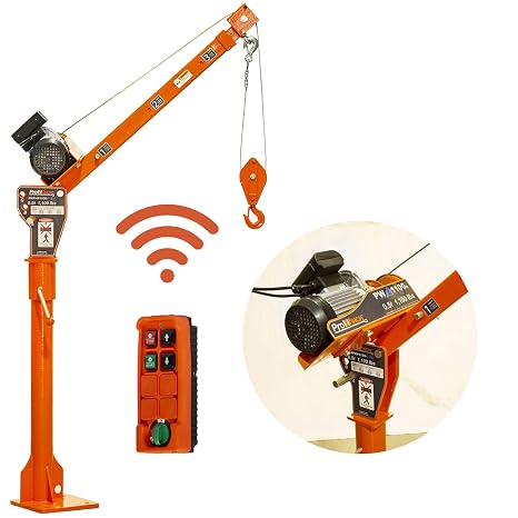 Prowinch 1000 lbs Davit Crane with Wireless Electric Winch operates on 110V Power. Features a 360-degree Swivel for Versatile Lifting in Various Applications, ensuring Reliable Performance