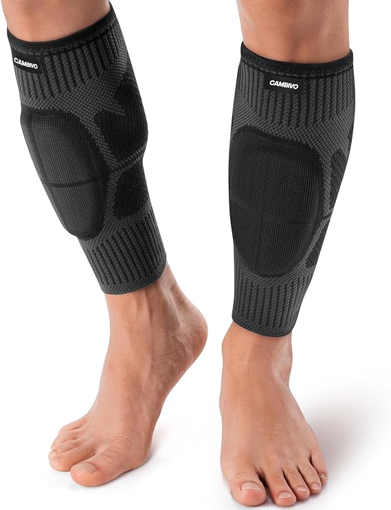 CAMBIVO Calf Compression Sleeves with EVA Shin Pad, 2 Pack