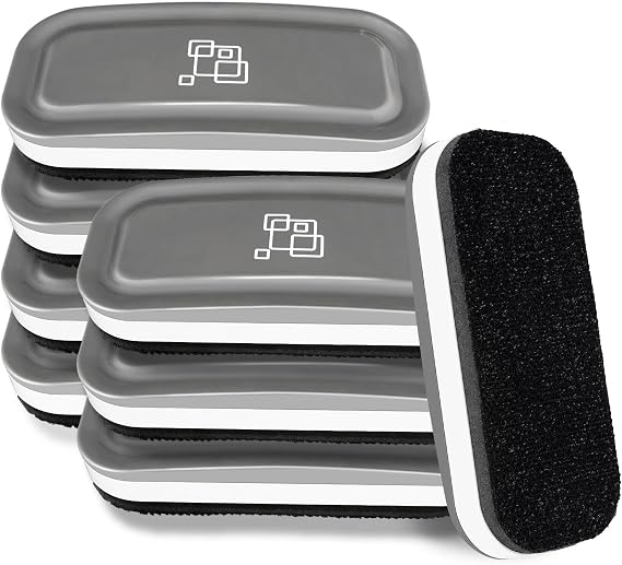 maxtek Magnetic Dry Erase Eraser, 8 Pack, Gray