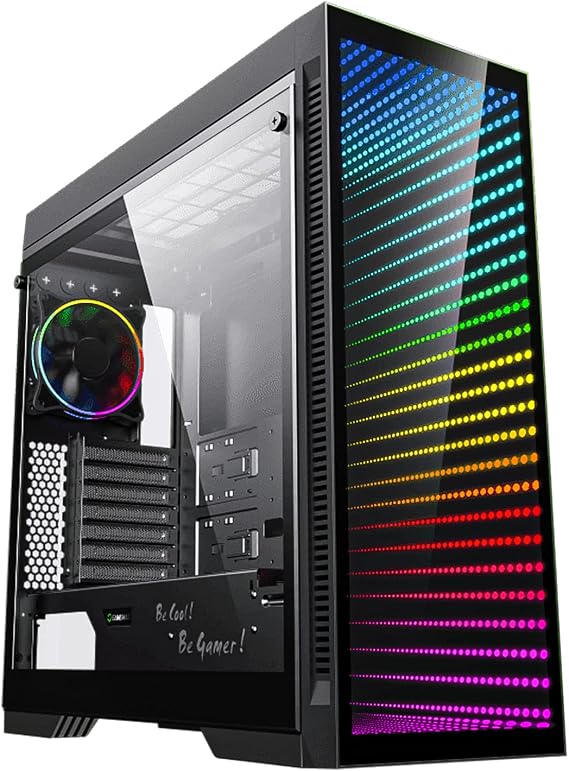 Gaming Case Full Tower, with Tempered Glass Side Panel & ARGB LED Mirror, Supports 7x120mm Fans, GAMEMAX Abyss-TR
