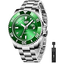 Quartz Watches for Men,Luxury Big Face Diamond Accented Analog Watch,Stainless Steel Waterproof Mens Watches,Date Luminous Business Dress Watch for Men