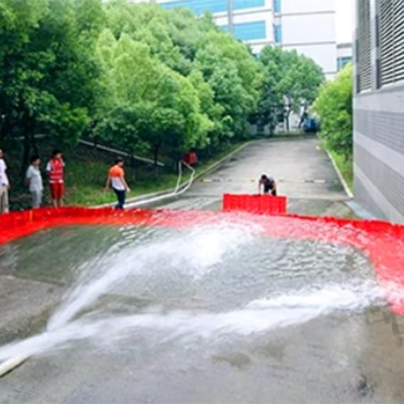 Reusable Road Flood Barriers for Home,Underground Garage Water Barrier ABS Mobile L-Type Flood Gate Flood Control Water Barrier,Red-4pcs