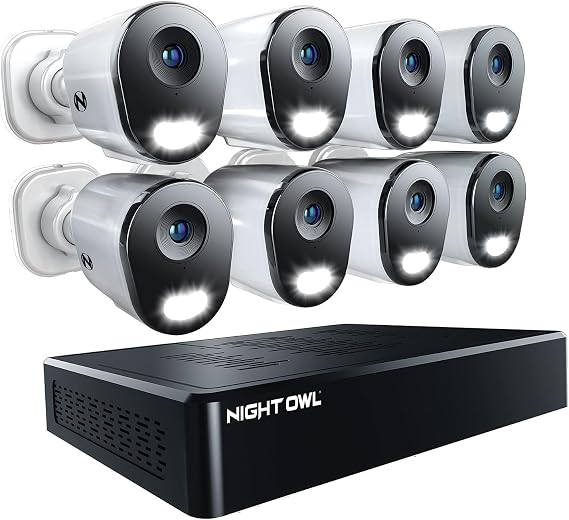 Night Owl 12 Channel NVR Security System with 2TB Hard Drive and 8 Wired IP 4K Plus Deterrence Cameras