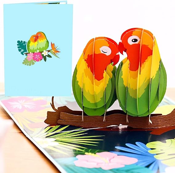 Liif Love Birds 3D Pop Up Anniversary Card for Wife, Husband, Couple, Valentines Day Card
