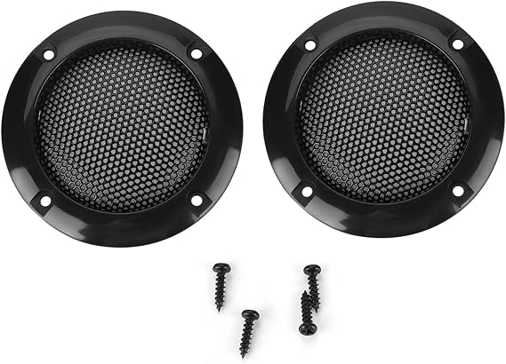 2Pcs 2inch Speaker Grill Cover, Speaker Decorative Steel Mesh Circle Car Speaker Protective Mesh Cover Replacement(Black)
