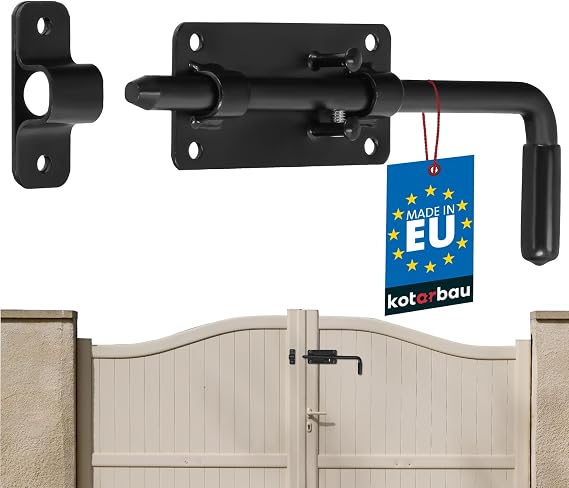 KOTARBAU Gate Latch - 220 mm - Bolt Latch - Left/Right - Floor Slider for Gates - Secure Locking - with Rubber Handle - Garden Gate Latch - Galvanised Steel - Powder Coated - Black