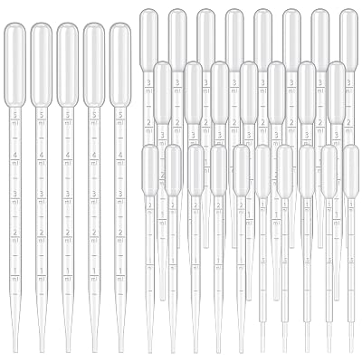 30PCS Pipettes Droppers, 4 Styles with Scale Disposable Plastic Transfer Pipettes Suitable for Accurate Liquid Transfer and DIY Art, Pippets Droppers1ML, 2ML, 3ML, 5ML