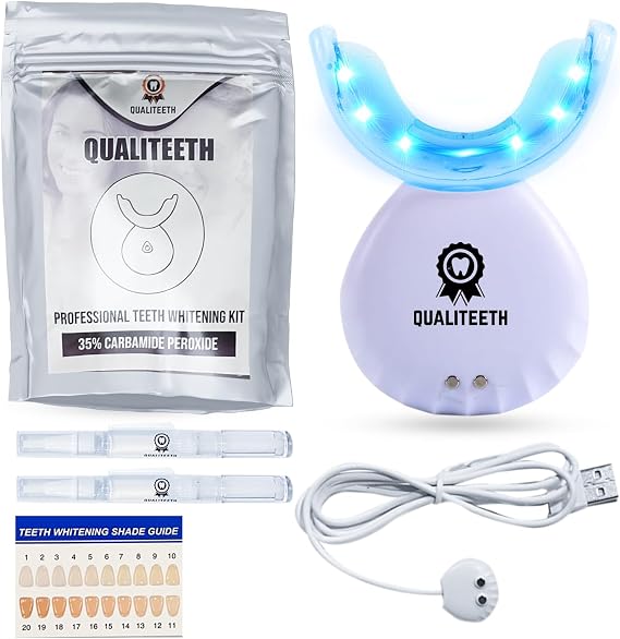 Teeth Whitening Kit for White Teeth | Tooth Whitening Kit with LED Light | 2 Teeth Whitening Pens, LED Mouthpiece | 35% Carbamide Peroxide Whitening Gel | Professional Oral Product