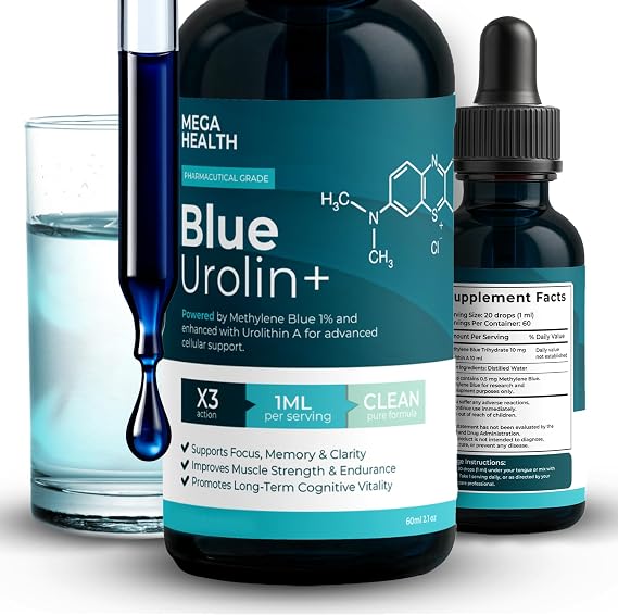 Methylene Blue Drops - USP Pharmaceutical Grade 99.99% Pure 1% Solution for Energy, Focus, Clarity, Cognition & Cellular Support - Made in USA - 3rd Party Tested - 60ml Bottle - Liquid Form