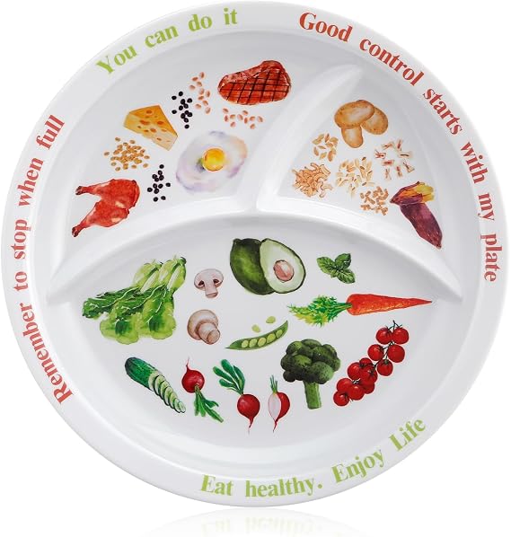 10inches Portion Control Plate for Balanced Eating -Healthy Nutrition Plate for Adults and Teens - Melamine Dividers, Perfect for Balanced Eating and Diet Management (1 Pieces)