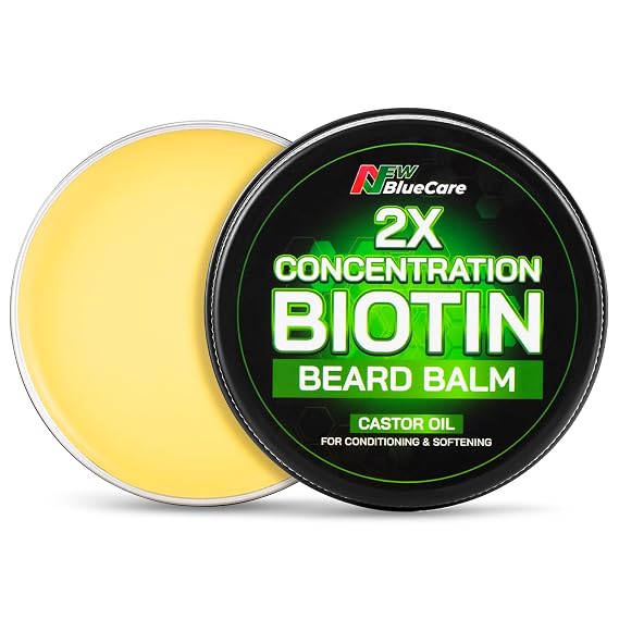 Beard Balm-2X Concentration Biotin -Styles, Growth, Strengthens & Softens Beards and Mustaches - Natural Beard Conditioner Wax with Organic Shea Butter, Argan & Jojoba Oils