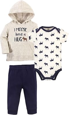 Little Treasure Unisex Baby Hoodie, Bodysuit or Tee Top, and Pant Set