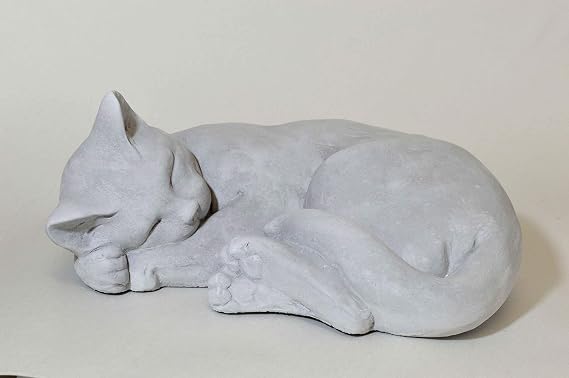 StoneWorks Curled Cat Garden Statue 12L