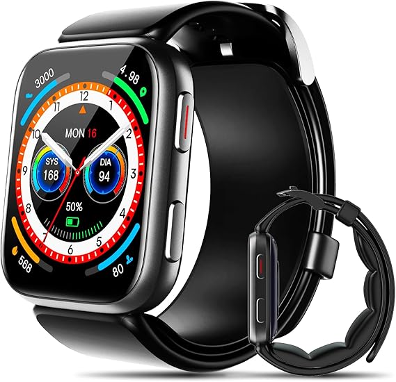 Smart Watch Blood Pressure, 1.95" Smart Watch BP Monitor with Air Pump Cuff, Blood Pressure Watch with Sleep Heart Rate Monitor, Pedometer, Watch Supports Data Sharing, Reminder Monitoring