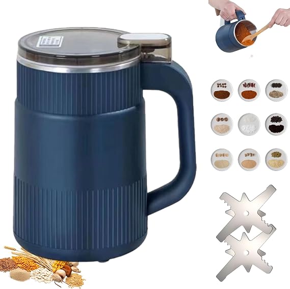 Large Capacity Electric Grinder for Home Use, Portable Mini Stainless Steel Electric Grain Grinder With 2 Blades, for Coffee Bean, Spices, Herbs, Nuts (A(With 2 Blades))