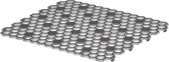 Spectrum Diversified Hexa Raised Feet Quick-Drying, Heavy-Duty Protector with Non-Slip Surface, Small Mat for Dual Sinks, 10.5" x 12", Gray