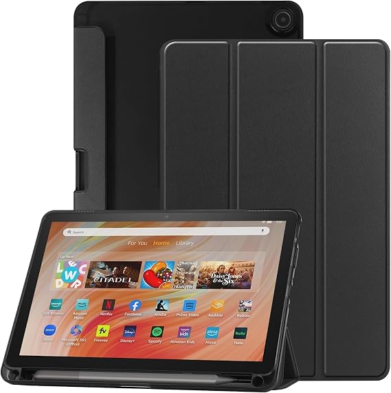 Case for All-New Amazon Fire Max 11 Tablet (13th Gen, 2023 Release) 11" with Built-in Pencil Holder - Ultra Slim Smart Cover with Auto Wake/Sleep,Black