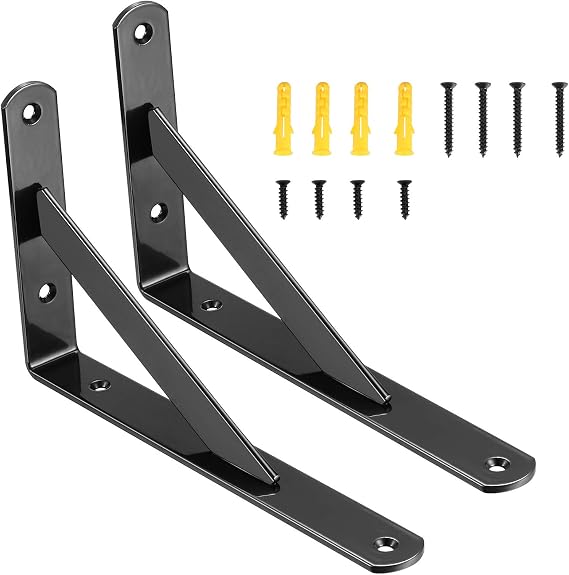 2 Pcs Thickened 200×120mm Triangle Wall‑Mount Shelf Brackets