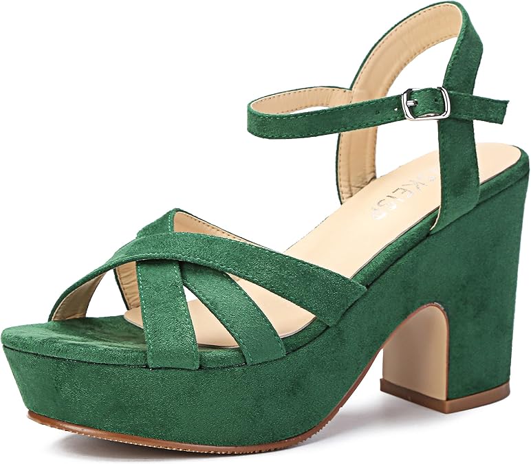 WSKEISP Women's Platform Heels Wedge Sandal Ankle Strap Block Heel Sandals