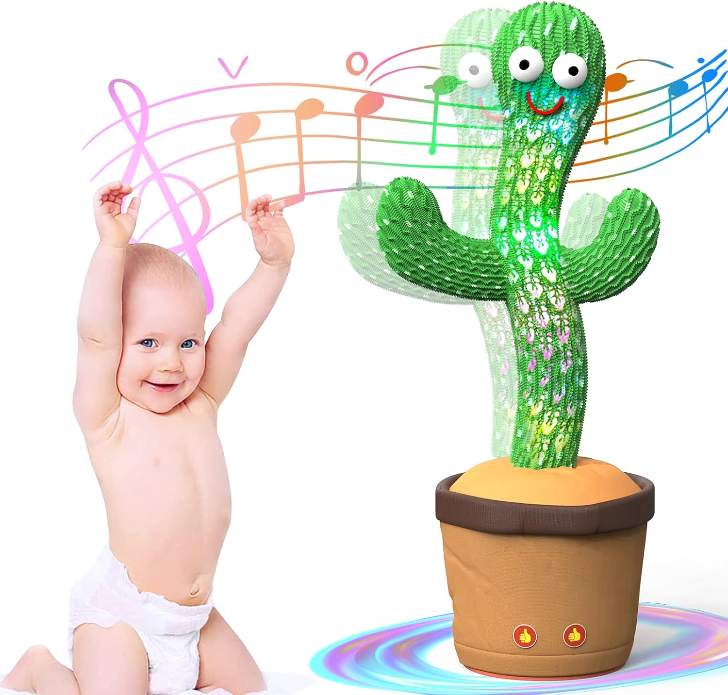 Dancing Cactus, Talking Cactus Toy, Baby Toys for Boys and Girls, Cactus Repeats and Record What You say, Colorful Glowing Mimicking Singing Cactus with Multiple Hit Songs, Gift for Kids