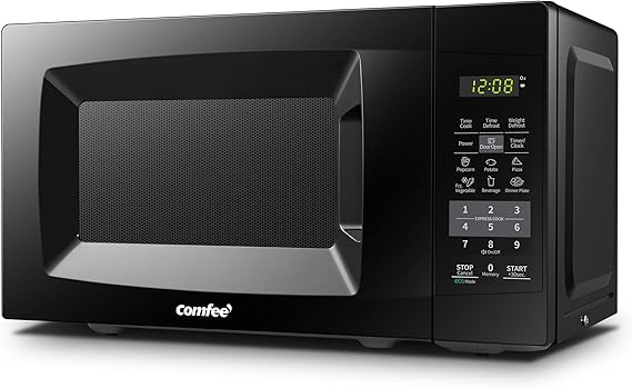 COMFEE' Countertop Microwave Oven, 0.7 Cu.Ft, 700W, Black, ECO Mode | Sound On/Off, One-Touch Buttons, Child Safety Lock, for Dorm, Apartment, Office