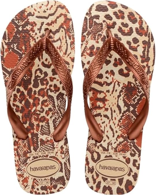 Havaianas Women'ts Top Animals Beige Rose Gold Dark Brown Flip Flops