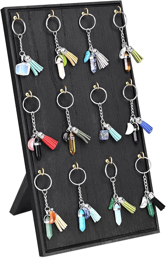 Ikee Design Wood Jewelry Display with 12 hooks, Earring keychain Stand