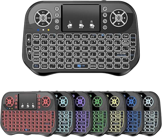 i10 PRO Mini Wireless Keyboard with Bluetooth & 2.4G, Upgraded 7 Colors Backlitght Memory, Touchpad Mouse, Portable Mouse Combo for PC, Android TV Box, Projector, HTPC, Pad,FireStick:i10-7C