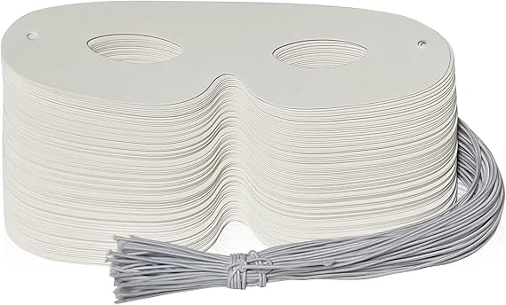 Lependor 108 Pack White Paper Eye Masks, Plain Masquerade Mask DIY Blank Masks Decorate for Costume Party, Halloween Party - 108 Packs
