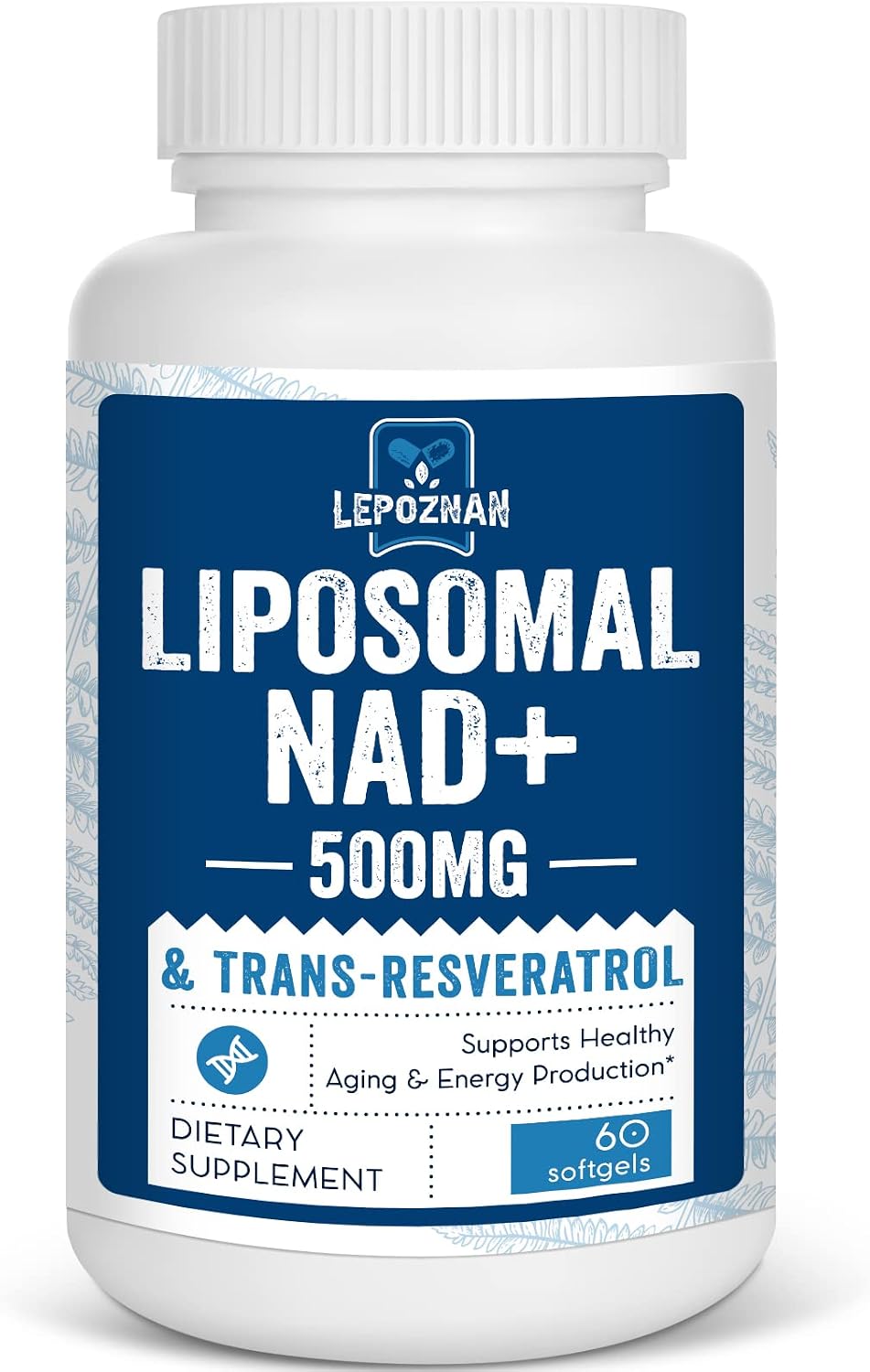 Liposomal NAD 500 mg  Trans-Resveratrol 300 mg,Superior Absorption,True NAD Supplement Efficient Than NMN,Nicotinamide Riboside for Cellular Energy Metabolism & DNA Repair,Healthy Aging, 60 Softgels