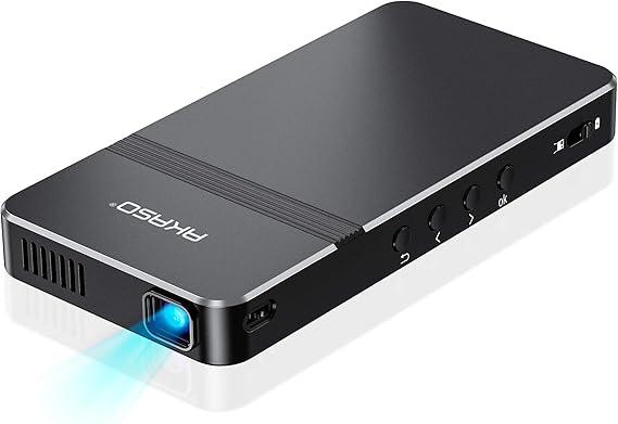 AKASO Mini Projector, Pocket-Sized DLP Portable Projector, 1080P Cookie Projector , Support HDMI WiFi Built-in Rechargeable Battery Stereo Speakers and Remote Control Movie Projector - Updated Type-C