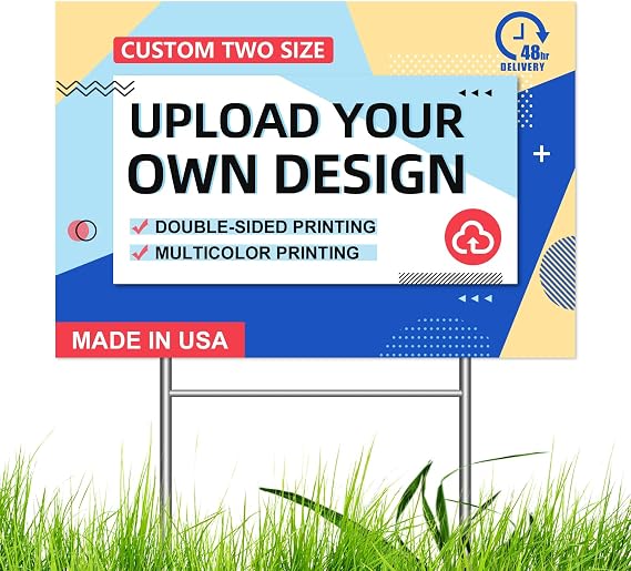 Custom Yard Signs with Stakes 17x23inch, Double Sided Print for Yard Signs Customized, Custom Signs Outdoors, Lawn Signs with Stakes for Business, Birthday, Election, Garden (Pack 1)