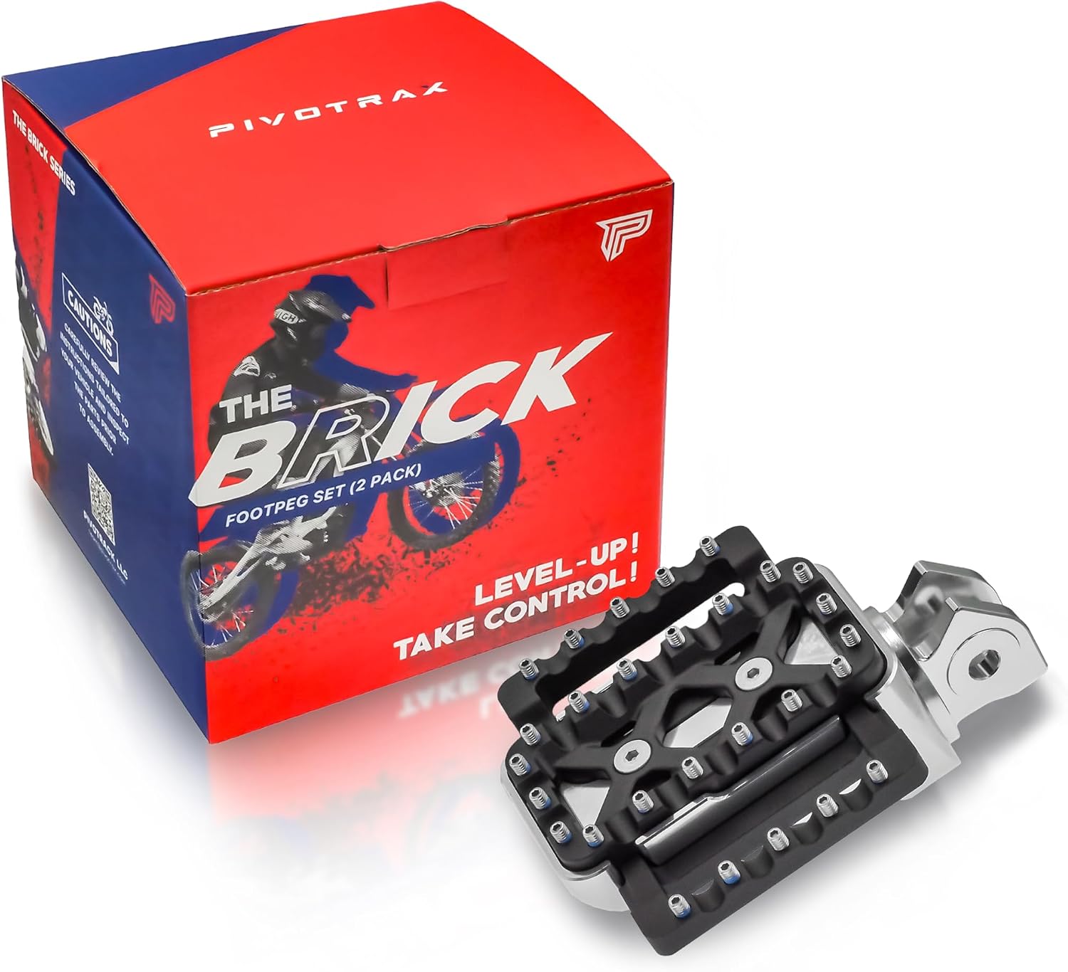 PIVOTRAX The Brick Series- Foot Pegs Set 2 Side Pack Surron-Light Bee, SilverBlack-Nail