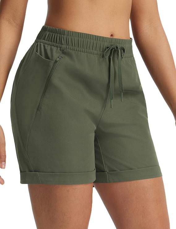 baleaf Women's Hiking Shorts 5" with Zipper Pockets