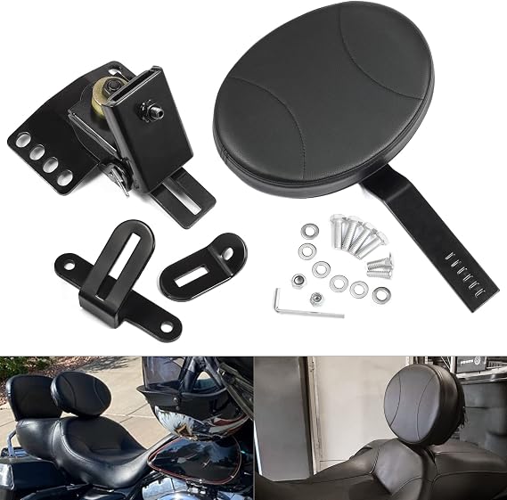 Adjustable Driver Backrest Rider Backrest Plug-In Backrest Compatible for Harley Davidson Touring Street Glide Road Glide Road King Electra Glide 1997-2024 2023 2022 2021 2019 2018 2017 2016