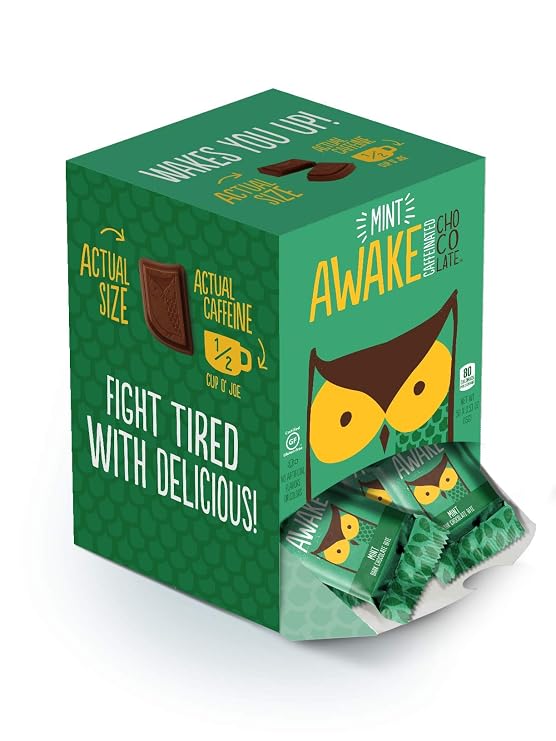 Awake Caffeinated Chocolate Energy Bites (Dark Chocolate Mint, 50 Count (Pack of 1))