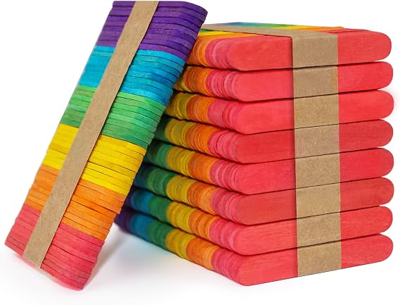 WISYOK 450Pcs Mini Craft Sticks, 2.5 Inch, Rainbow Color