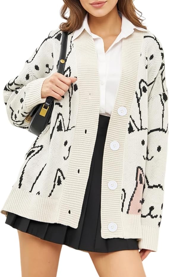 Arssm Cat Sweaters for Women Cute Kawaii Oversized Cardigan