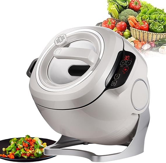 Automatic Cooking Machine - 6L | Drum Type Food Processor - 2000W | Automatic Stir Fry Machine - Adjustable Time | Touch Panel Cooker Robot - 3 Gears Firepower, Even Cooking