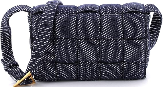 Pre-Loved Cassette Crossbody Bag Padded Maxi Intrecciato Denim, Blue