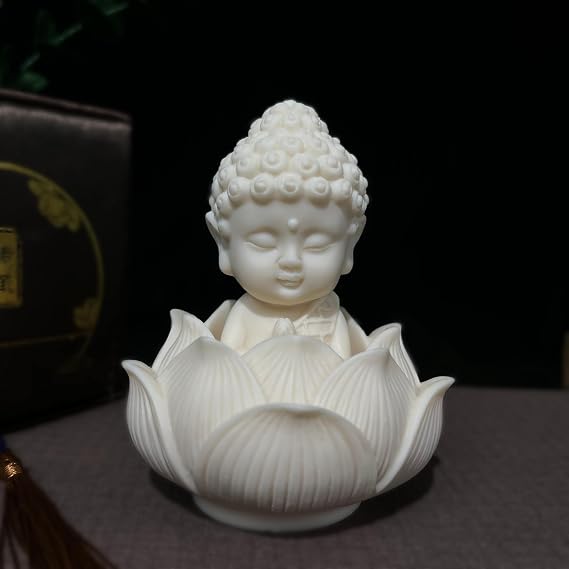 Buddha Statue, Miniature Carved Ivory Fruit Tathagata Buddha with Lotus Desk Ornament (Buddha)