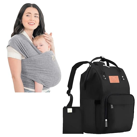 KeaBabies Baby Wrap Carrier and Diaper Bag Backpack - Waterproof Multi Function Baby Travel Bags - All in 1 Original Breathable Baby Sling, Lightweight,Hands Free Baby Carrier Sling -Baby Carrier Wrap