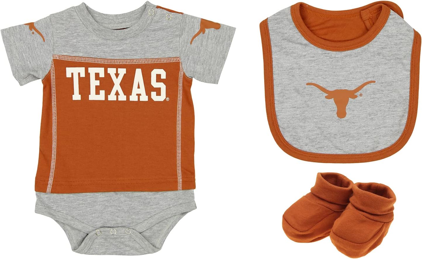Outerstuff NCAA Newborn 0M-9M Texas Longhorns 3 Piece Bodysuit Set