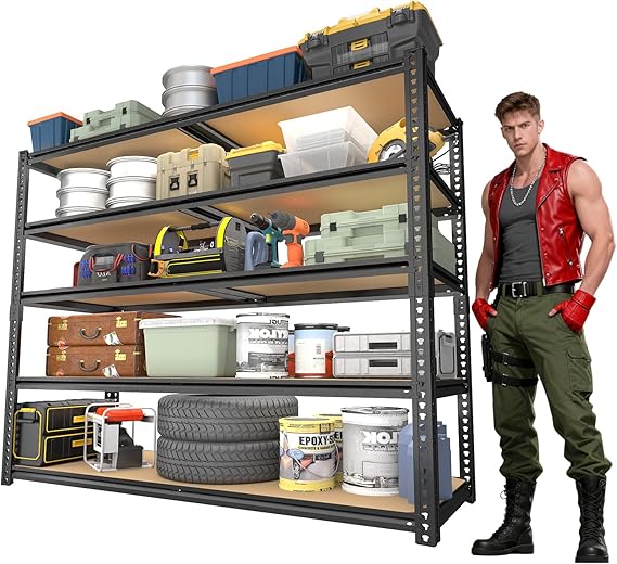Garage Racks for Storage，5-Tier Adjustable Garage Shelving Storage Shelves,2400LBS Capacity Heavy Duty Shelving for Carport Warehouse Basement,72" H x40 W x20 D