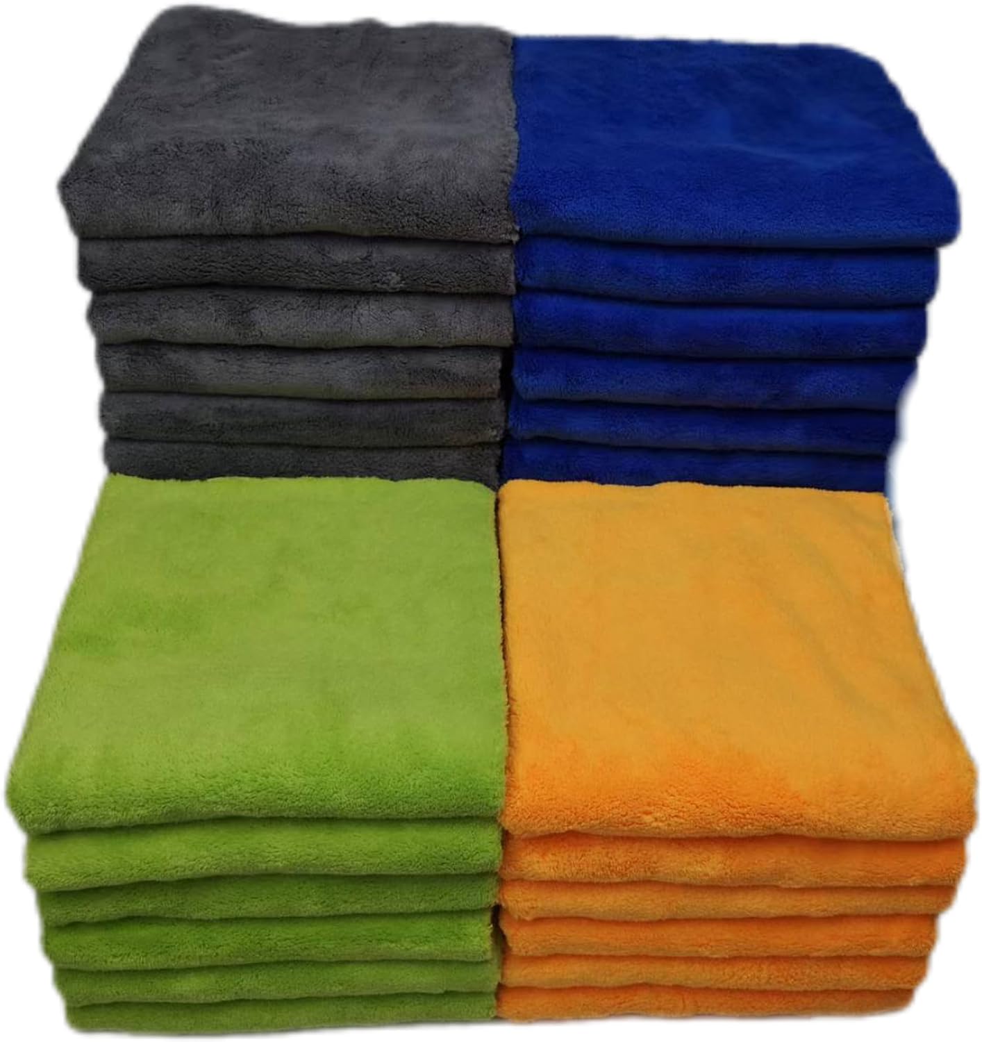 SOFTBATFY Plush Edgeless Microfiber Towels Cloth for Cars, Car Drying Wash Detailing Buffing Polishing Towel, 550 GSM 6 Pack 16 x 16inches 4 Colors