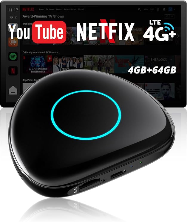 AI Box Carplay, Car Play/Android Auto Wireless Adapter, Magic Box Supports for Netflix/YouTube/TikTok, DriveChat AI Smart Box with GPS/Dual Bluetooth