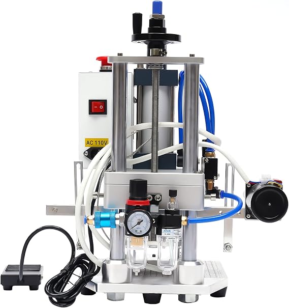 HinLIaDa Hot Foil Stamping Machine, 500W 110V Air Pneumatic Embossing Machine, Letterpress Machine Foil Press Machine, 8x10cm Digital Leather Bronzing Machine for PVC Leather PU Paper Logo Embossing