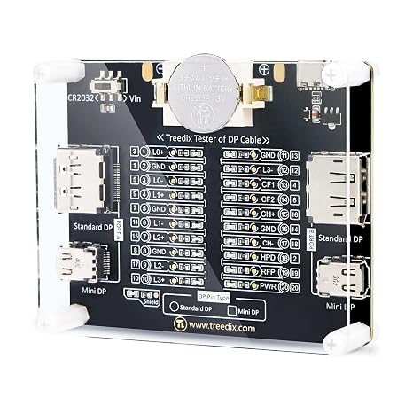 Treedix DisplayPort Cable Tester for Standard DisplayPort Cable and Mini DisplayPort Cable, 20 LED Light Status Indictor to Check Disorder Short Open for DP1.0, 1.1, 1.2,1.2a,1.3, 1.4, 2.0, 2.1